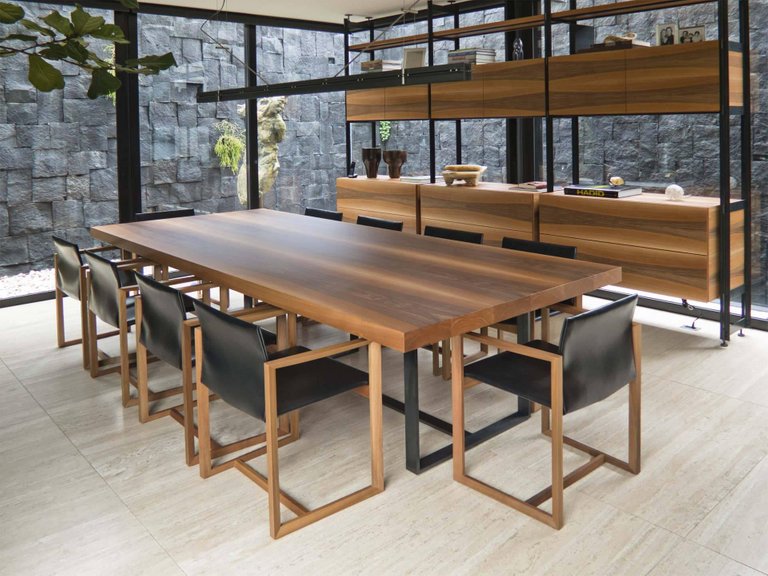 BROWN Wooden Top and Metal Base Meeting Room Table by Stephane Lebrun for Dessie' - DUPLEX DESIGN