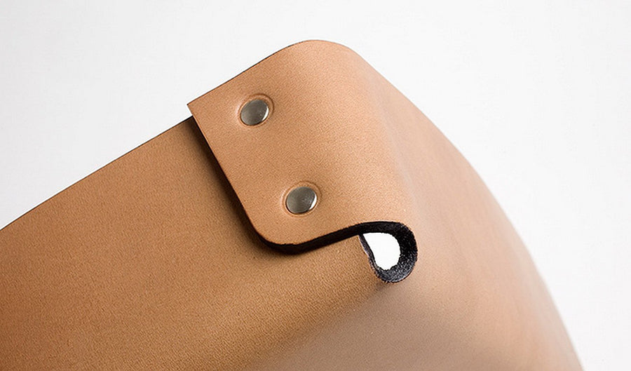 ALDO Square Riveted Leather Tray by Claude Bouchard for Oscar Maschera - DUPLEX DESIGN
