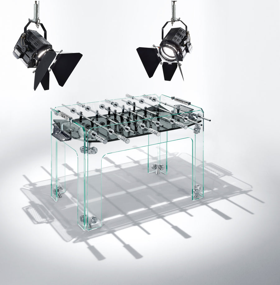 CRISTALLINO Crystal Foosball Table with Black Field by Teckell - DUPLEX DESIGN