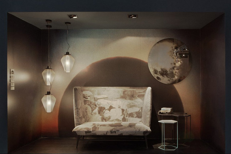 MY MOON MY MIRROR Round Wall Mirror in Printed Glass by Moroso for Diesel Living - DUPLEX DESIGN