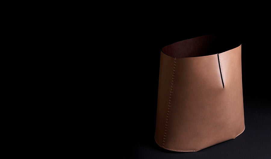 MARCEL Leather Basket by Claude Bouchard for Oscar Maschera - DUPLEX DESIGN